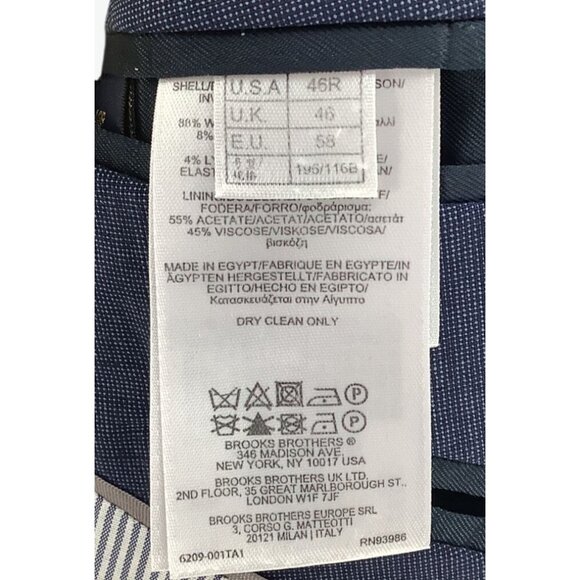 Brooks Brothers Mens Navy Wool Blend Two-Button Suit Blazer Size 46R Pant 40W/32 - Picture 6 of 15
